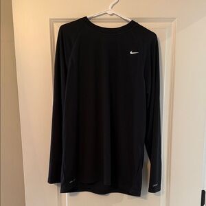 Nike Long Sleeve Performance Shirt - Black with White Swoosh